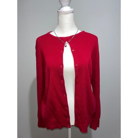 Vtg Red Cardigan Croft & Barrow Button Up Sweater Women M - Picture 2 of 2